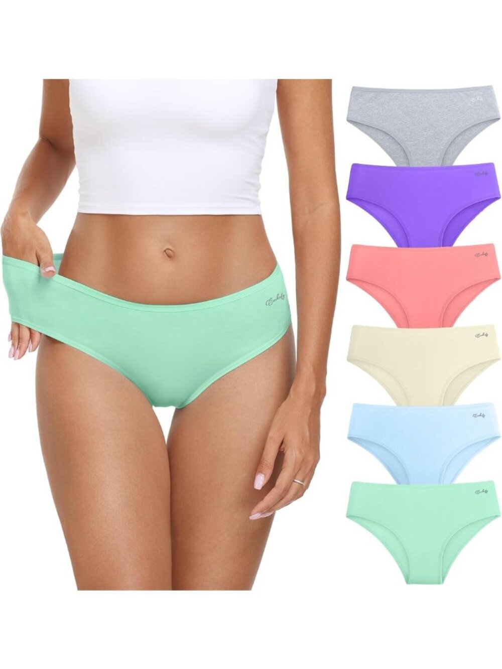 Soft Cotton Hipster Panties for Women - Low Rise, Breathable, 6 Pack Bikini